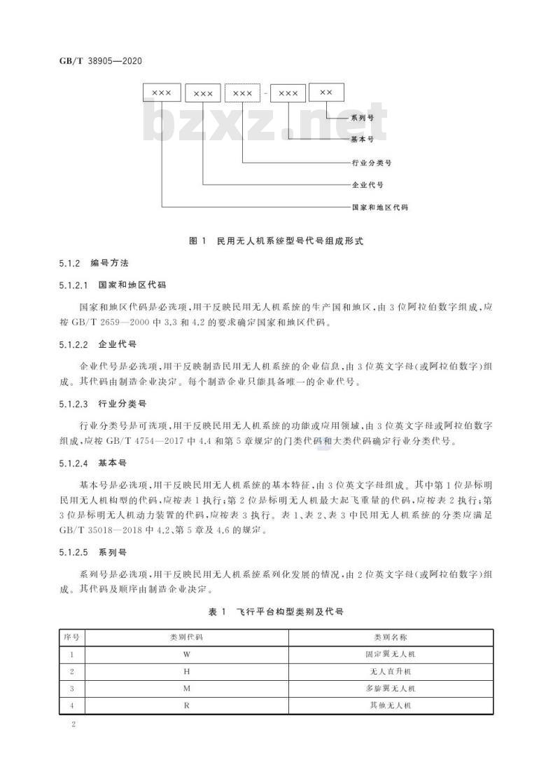 GB/T 38905-2020 民用无人机系统型号命名