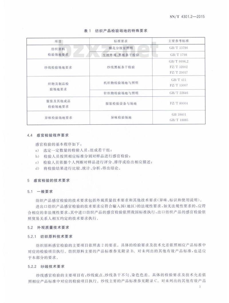 SN/T 4301.2-2015 进出口纺织专业通用技术要求第2部分:感官检验技术规范