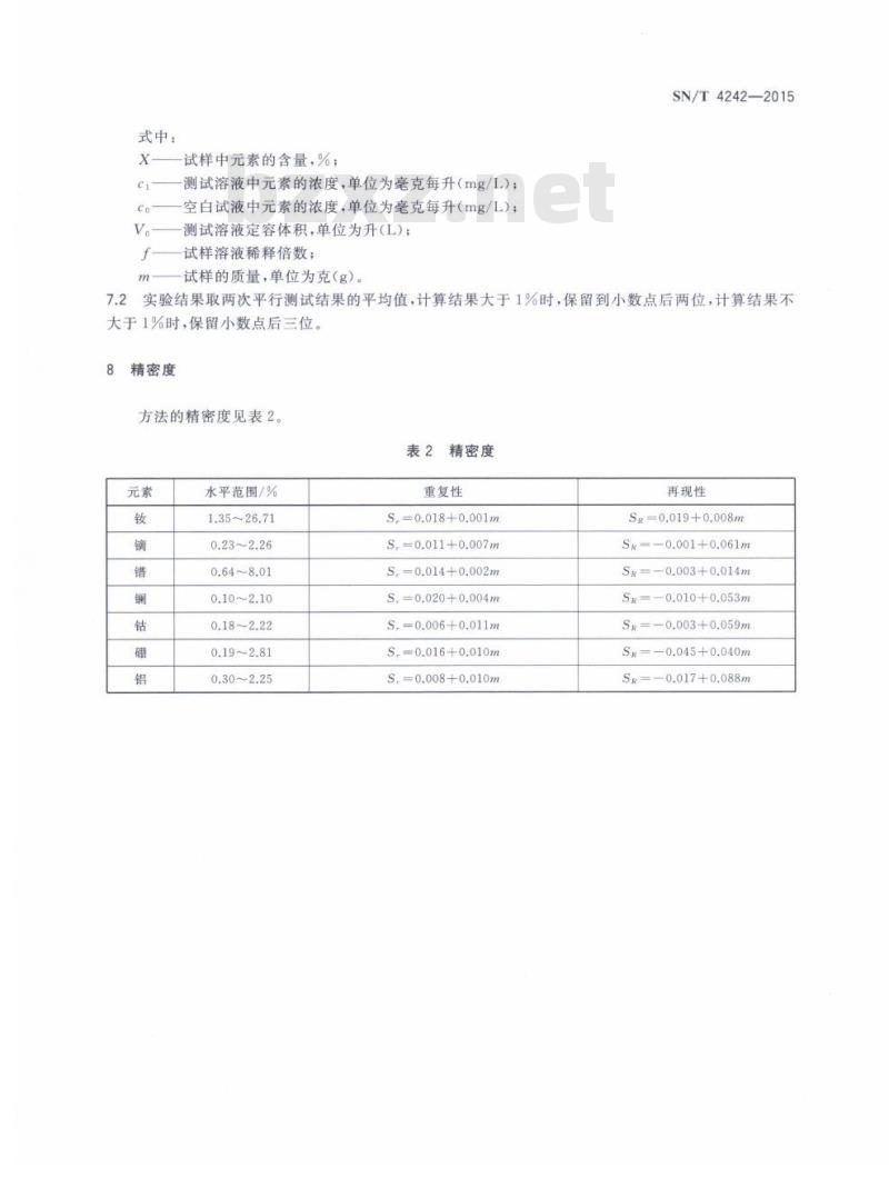 SN/T 4242-2015 进出口钕铁硼永磁材料中钕、镝、镨、镧、钴、硼、铝的测定电感耦合等离子体原子发射光谱法