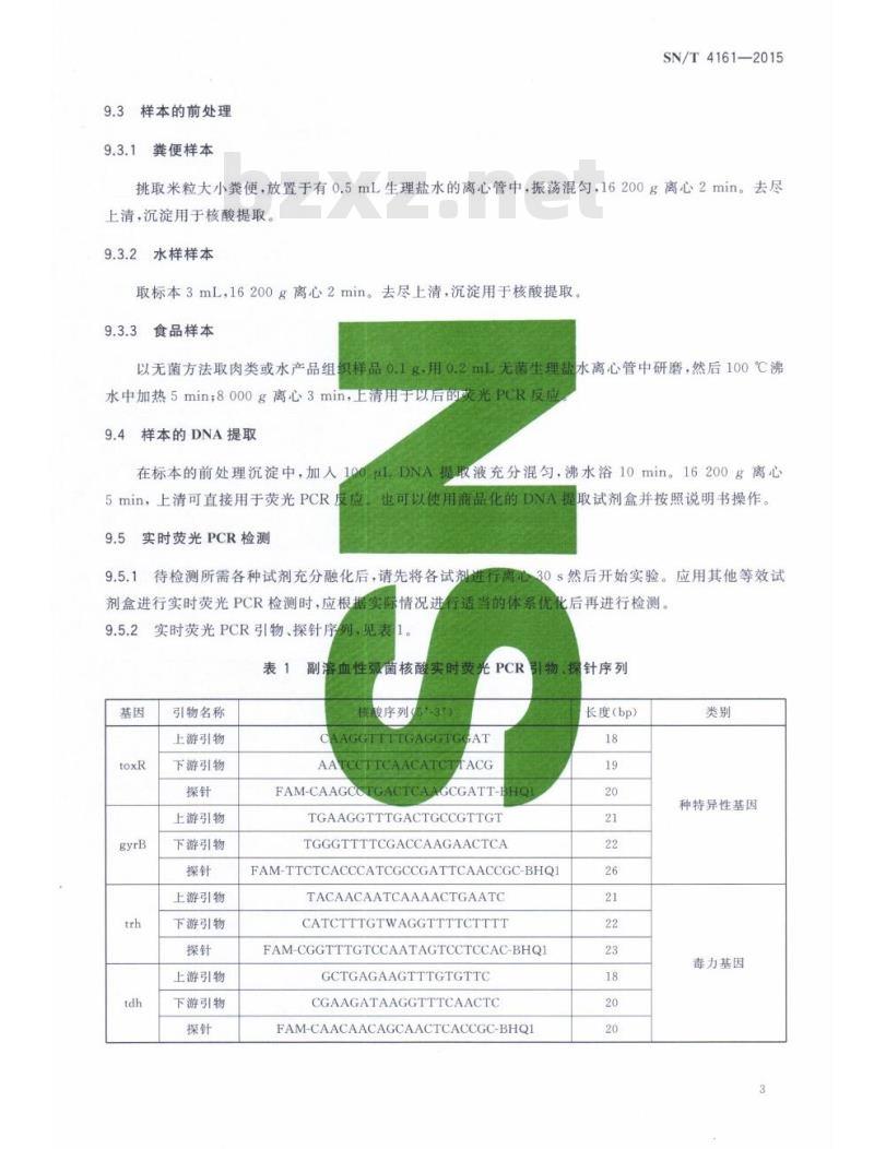 SN/T 4161-2015 国境口岸副溶血性弧菌实时荧光PCR方法
