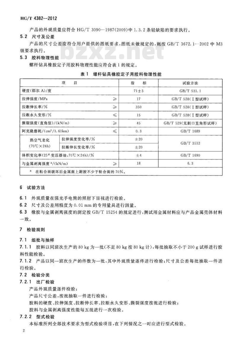HG/T 4382-2012 螺杆钻具橡胶定子