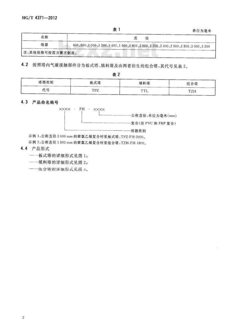 HG/T 4371-2012 化工用聚氯乙烯复合衬里塔器