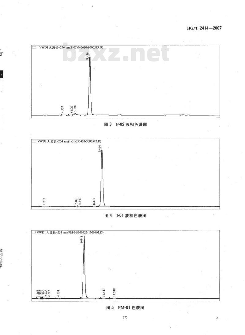HG/T 2414-2007 代替 HG/T 2414-93 照相化学品 成色剂含量的测定 反相高效液相色谱法
