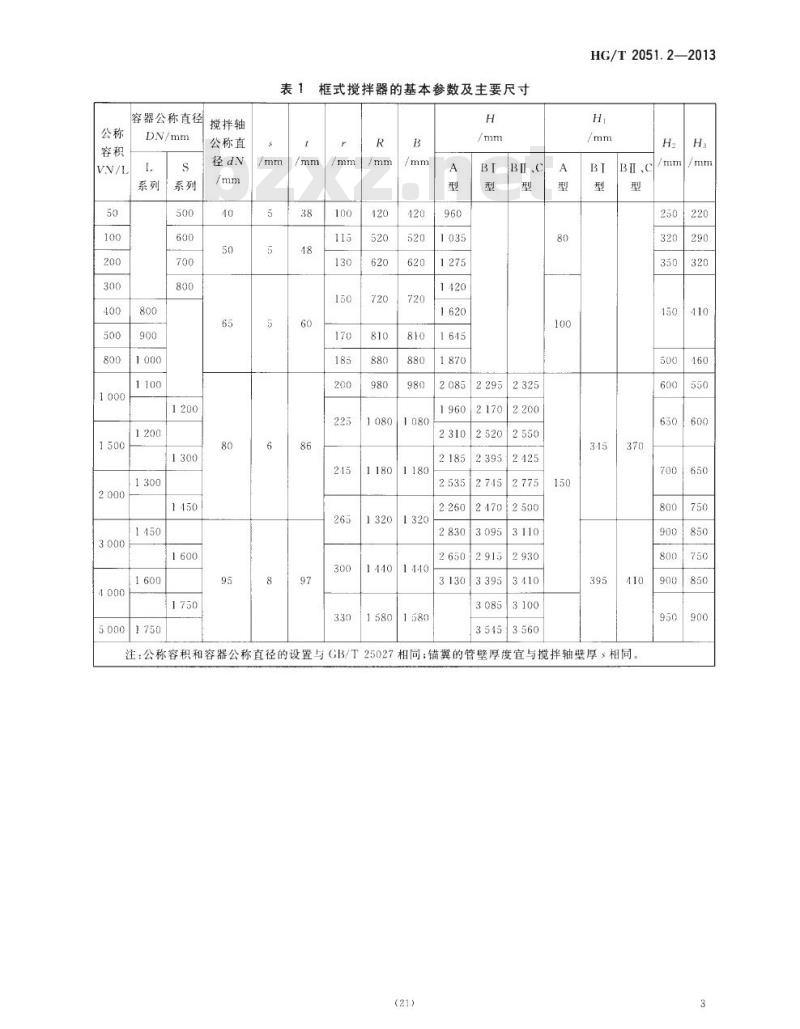 HG/T 2051.2-2013 代替 HG/T 2051.2-2007 搪玻璃搅拌器 框式搅拌器