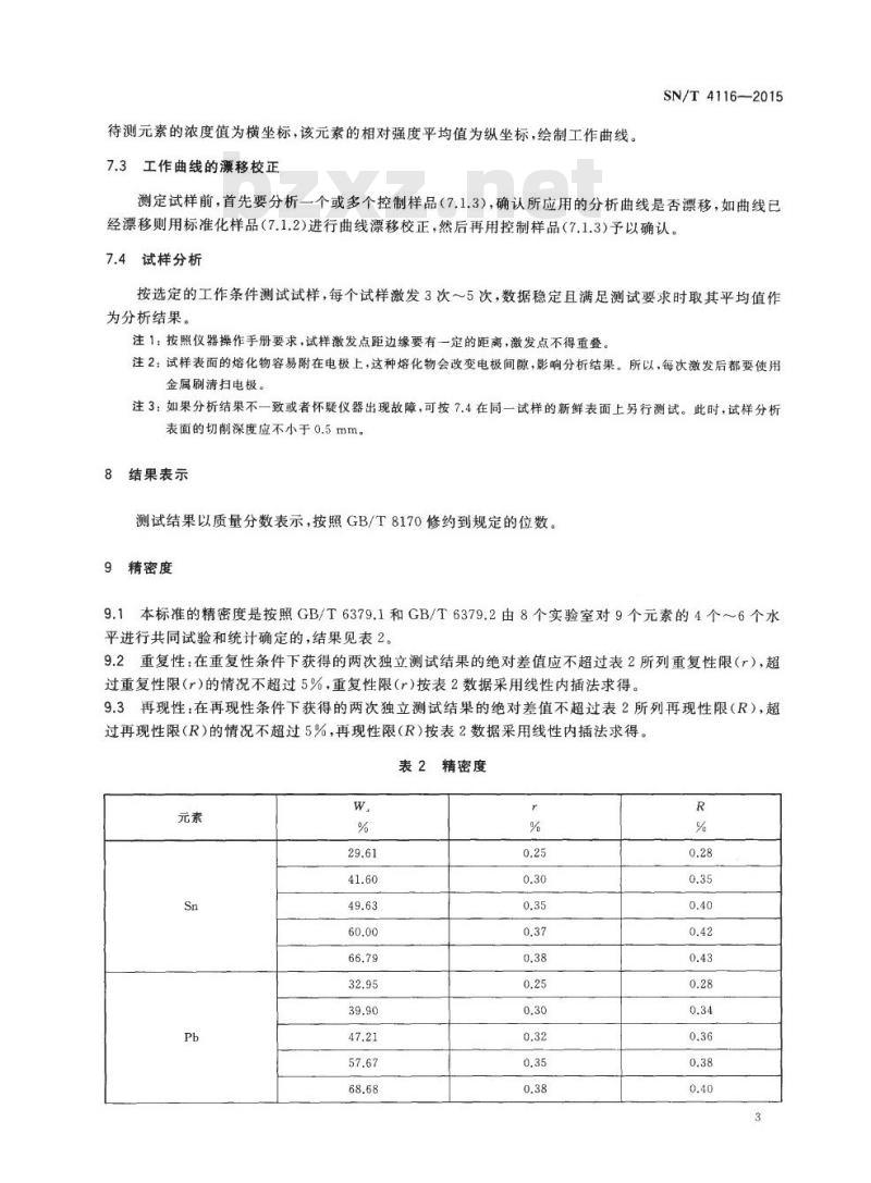 SN/T 4116-2015 锡铅焊料中锡、铅、锑、鮅、银、铜、锌、镉和砷的测定光电发射光谱法