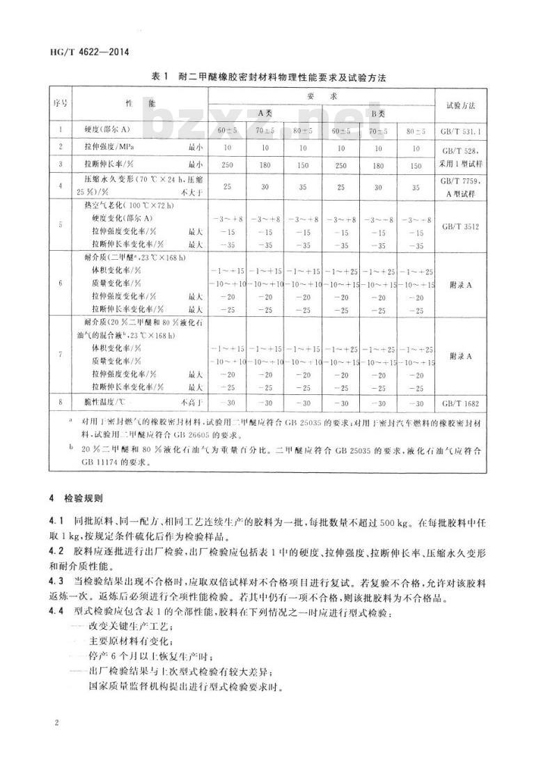 HG/T 4622-2014 耐二甲醚橡胶密封材料