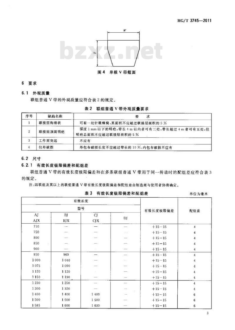HG/T 3745-2011 代替 HG/T 3745-2004 联组普通 V 带