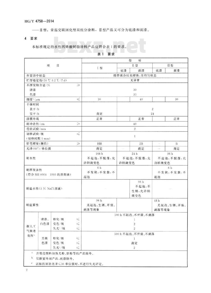 HG/T 4758-2014 水性丙烯酸树脂涂料