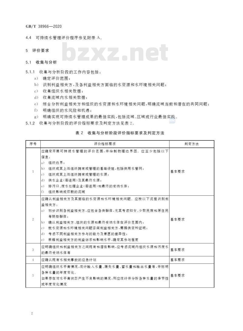 GB/T 38966-2020 可持续水管理评价要求