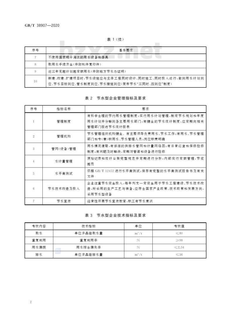 GB/T 38907-2020 节水型企业 多晶硅行业