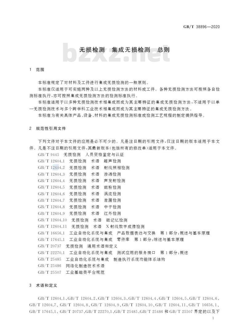 GB/T 38896-2020 无损检测 集成无损检测 总则