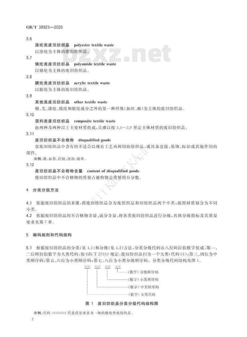 GB/T 38923-2020 废旧纺织品分类与代码