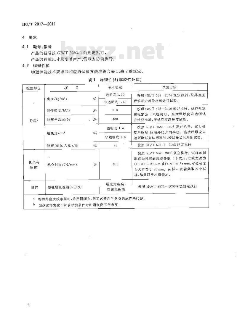 HG/T 2017-2011 代替 HG/T 2017-2000 普通运动鞋