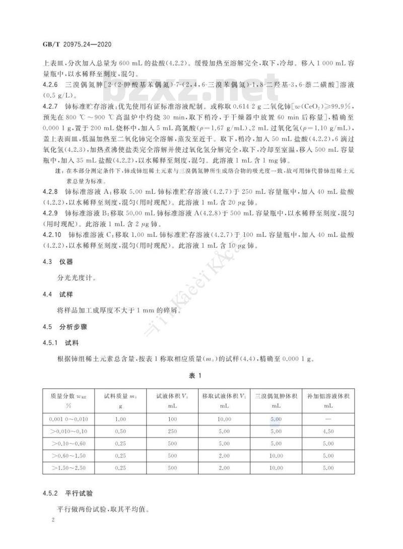 GB/T 20975.24-2020 铝及铝合金化学分析方法第24部分:稀土总含量的测定