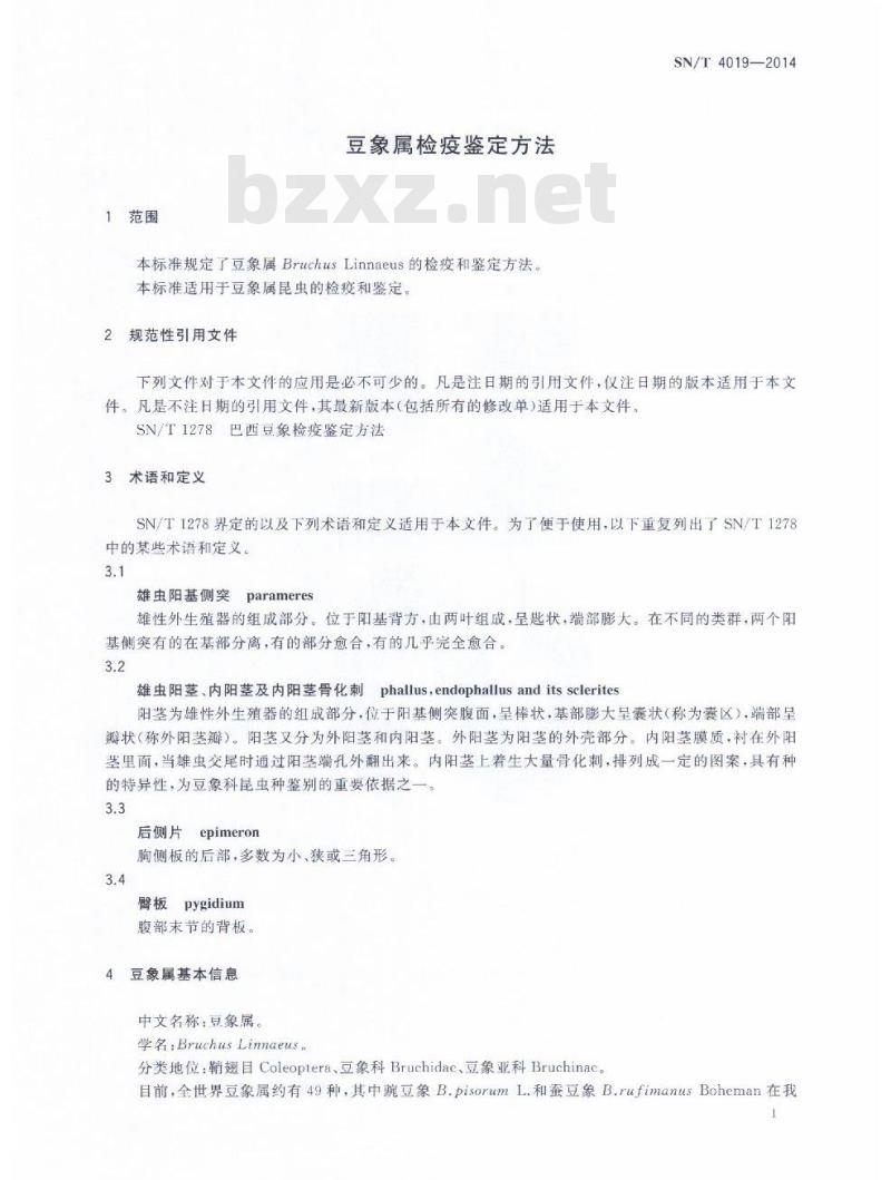 SN/T 4019-2014 豆象属检疫鉴定方法