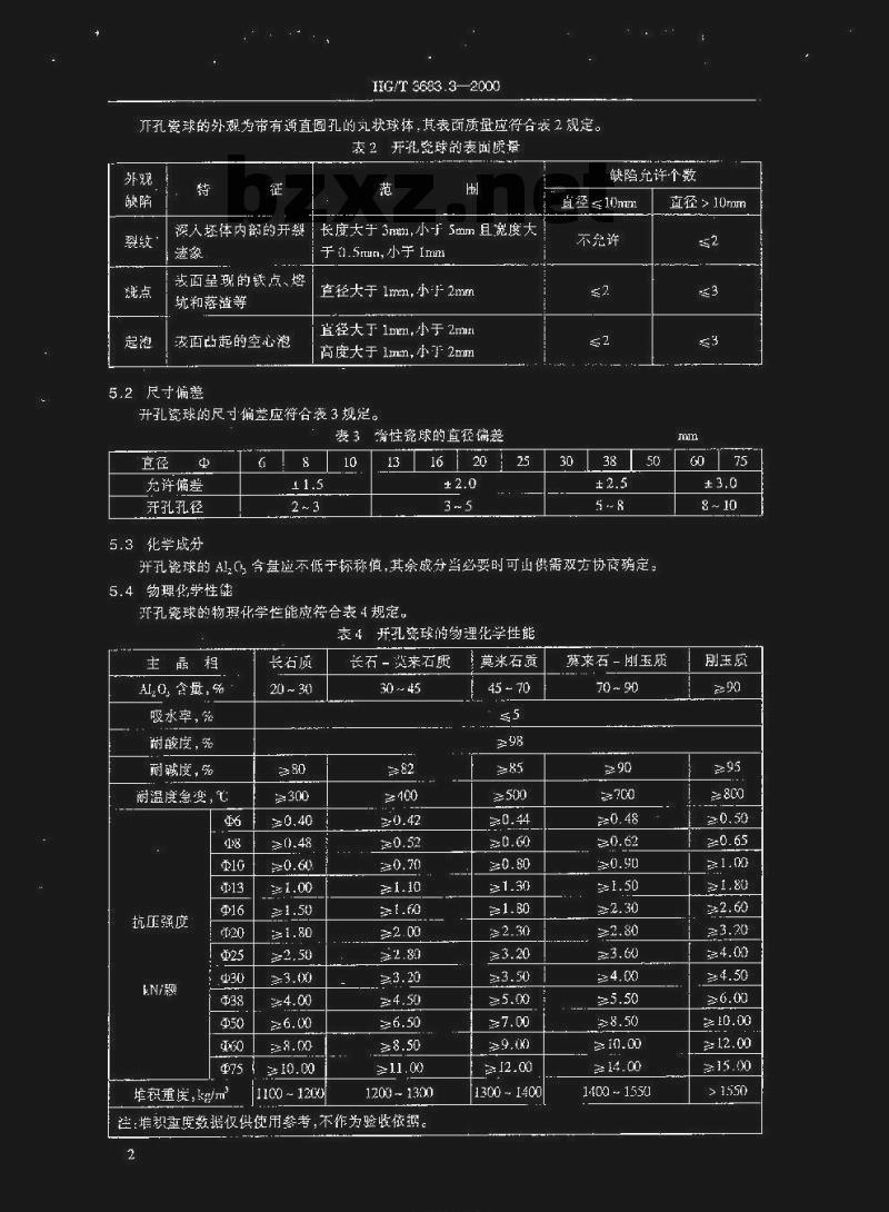 HG/T 3683.3-2000 工业瓷球一开孔瓷球