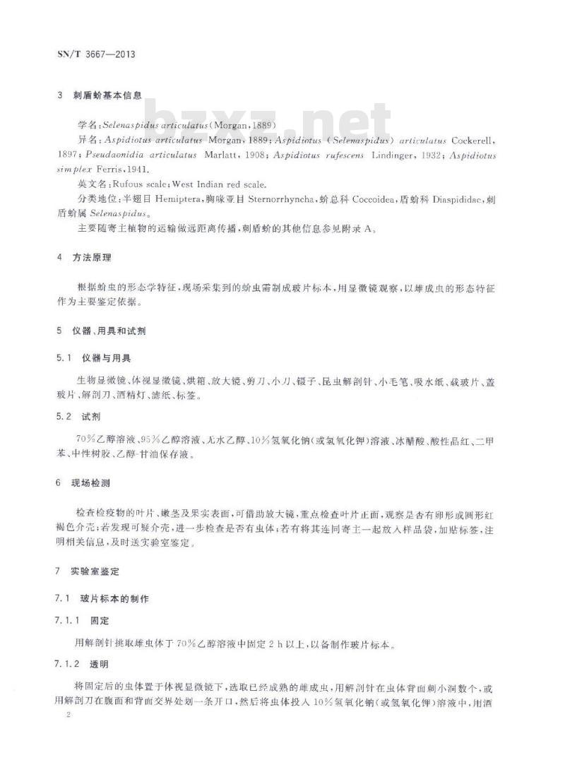 SN/T 3667-2013 刺盾蚧检疫鉴定方法