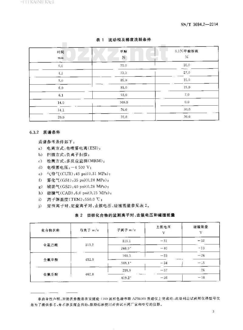SN/T 3694.2-2014 进出口工业品中全氟烷基化合物测定第2部分:灭火剂液相色谱-串联质谱法
