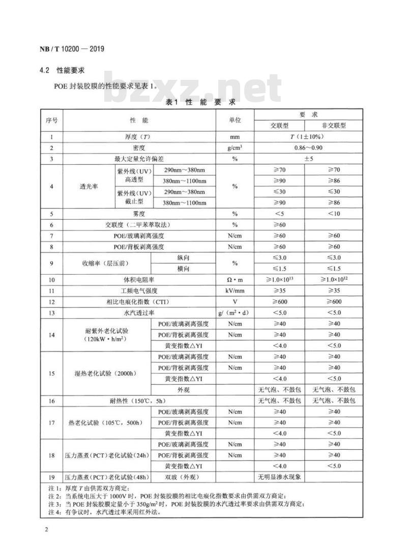 NB/T 10200-2019 晶体硅太阳电池组件用聚烯烃弹性体(POE)封装绝缘胶膜