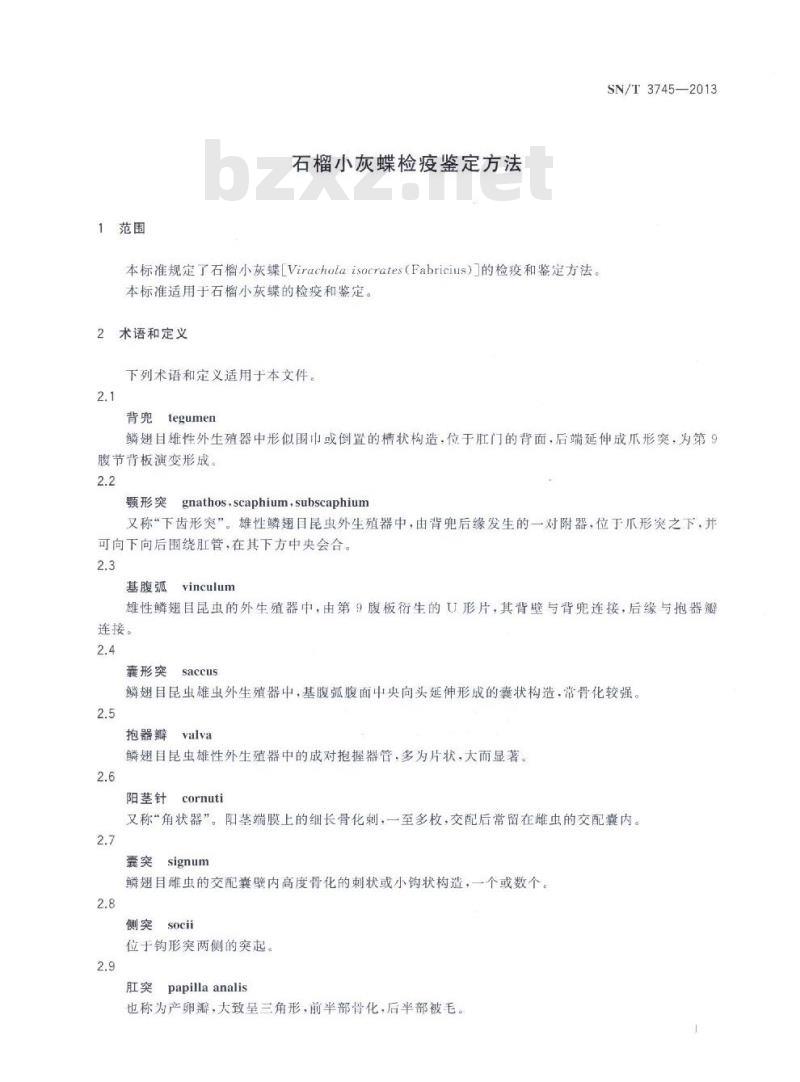 SN/T 3745-2013 石榴小灰蝶检疫鉴定方法
