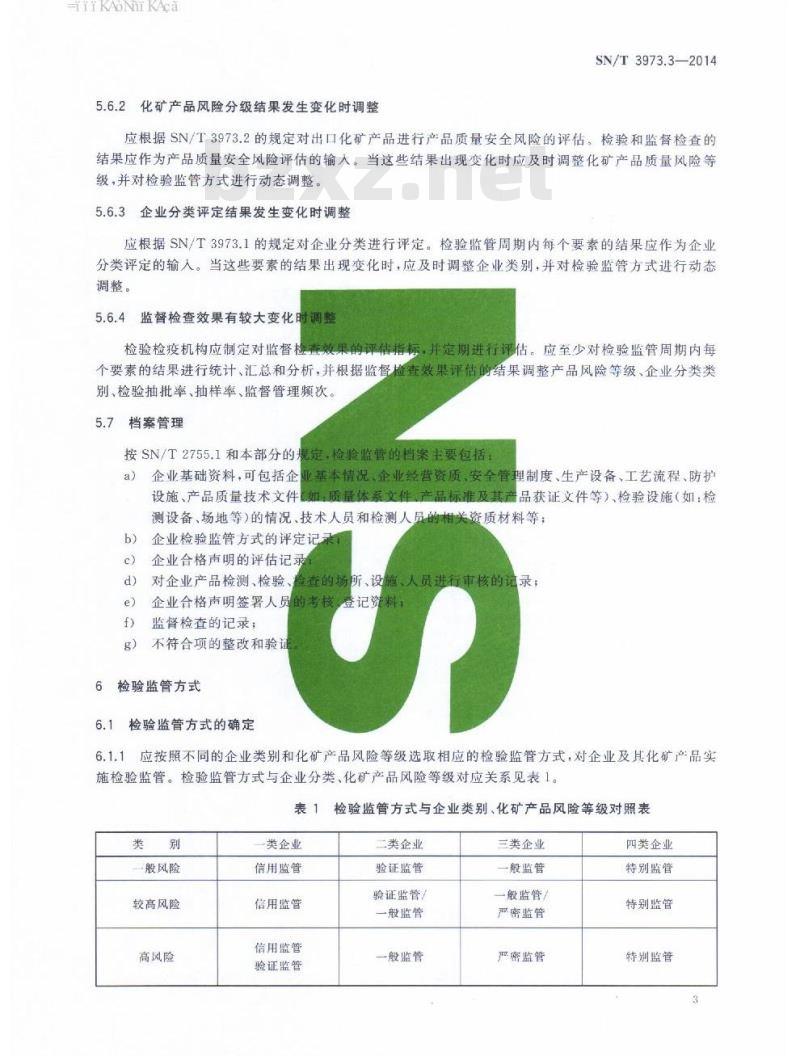 SN/T 3973.3-2014 出口化矿产品企业分类管理第3部分:检验监管方式基本要求