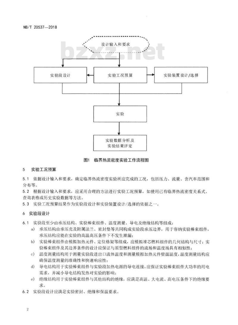 NB/T 20537-2018 压水堆核电厂燃料组件临界热流密度实验要求