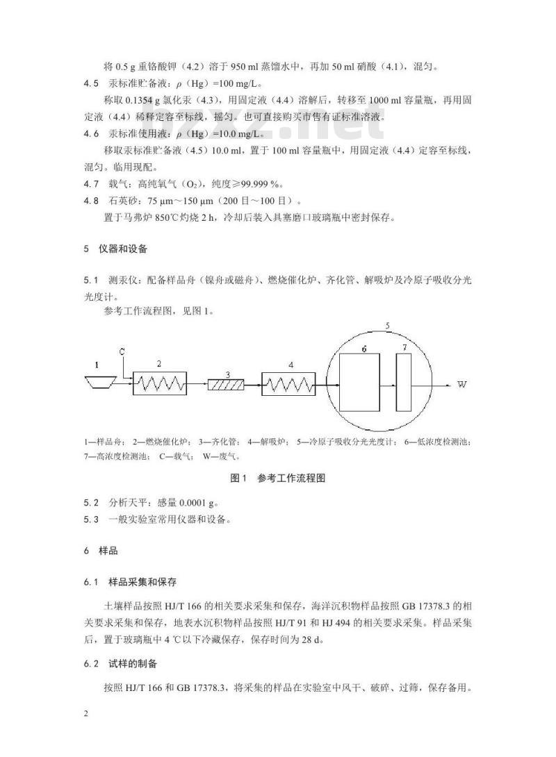 HJ 923-2017 土壤和沉积物 总汞的测定 催化热解-冷原子吸收分光光度法