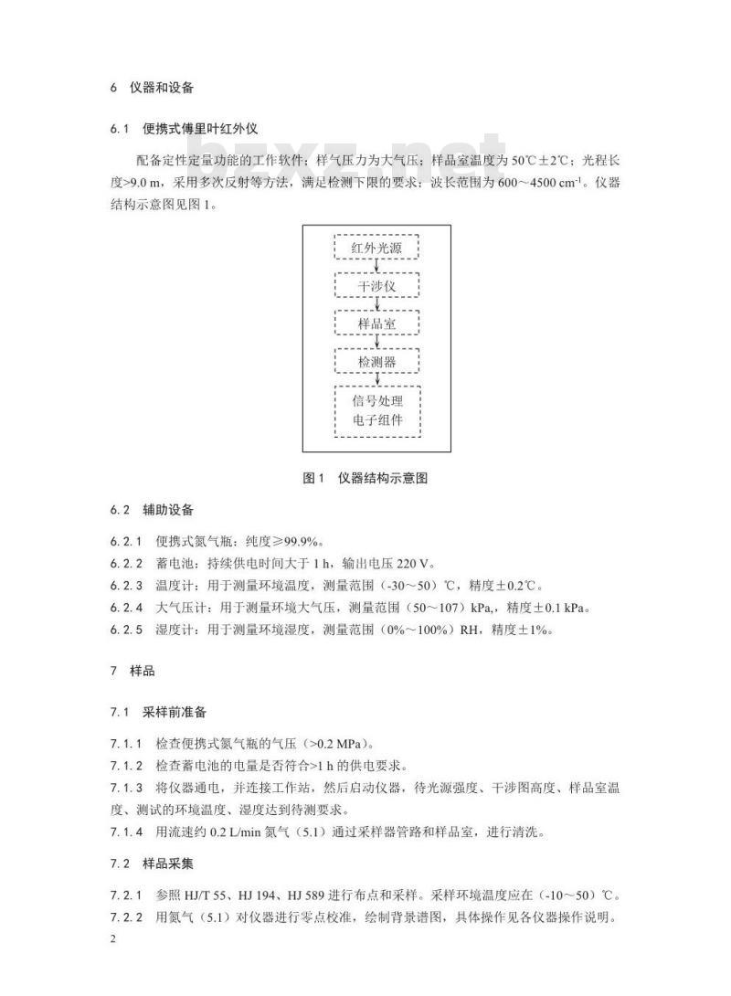 HJ 920-2017 环境空气 无机有害气体的应急监测 便携式傅里叶红外仪法