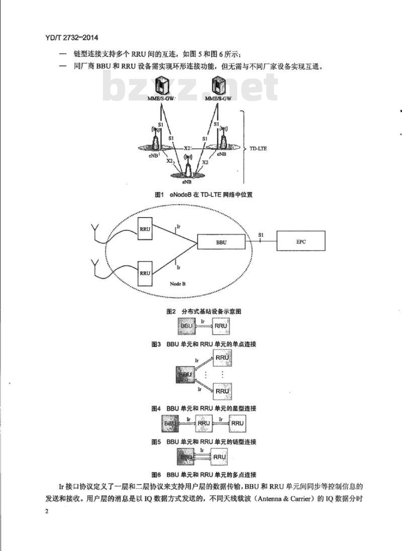 YD/T 2732-2014 TD-LTE 数字蜂窝移动通信网分布式基站 Ir 接口测试方法