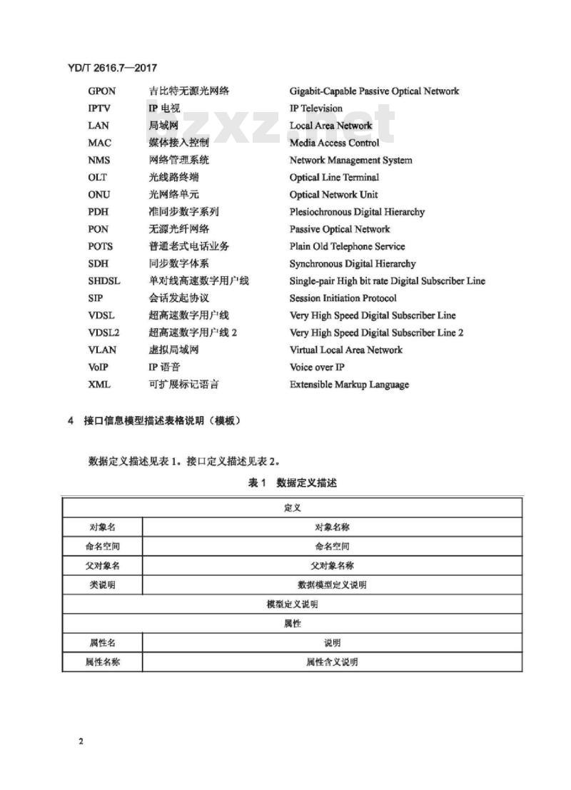 YD/T 2616.7-2017 无源光网络(PON)网络管理技术要求 第7部分:基于XML技术的 EMS-NMS 接口信息模型