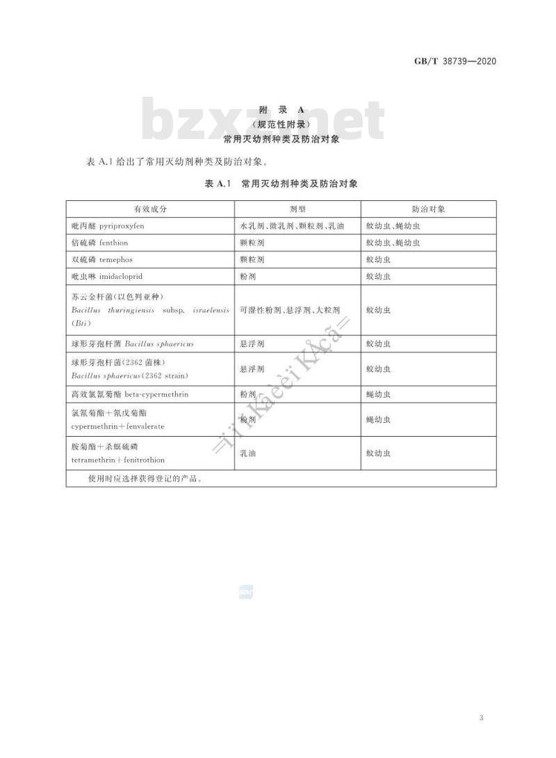 GB/T 38739-2020 卫生杀虫药剂安全使用准则 灭幼剂类