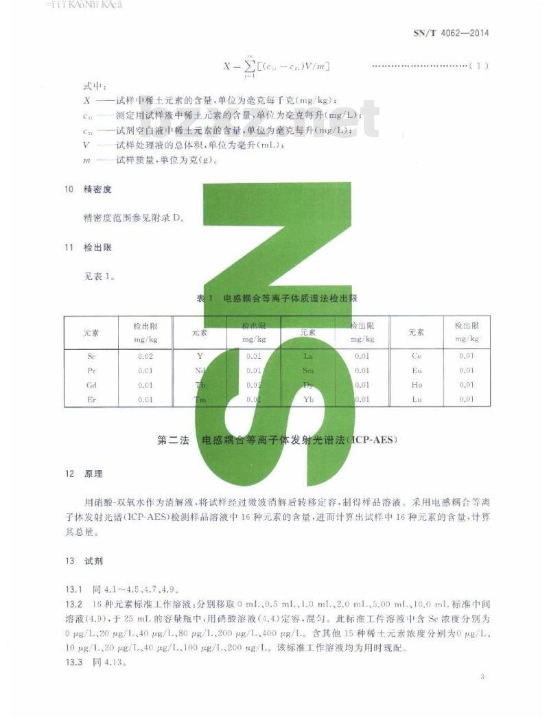 SN/T 4062-2014 出口植物性中药材中稀土元素的测定方法