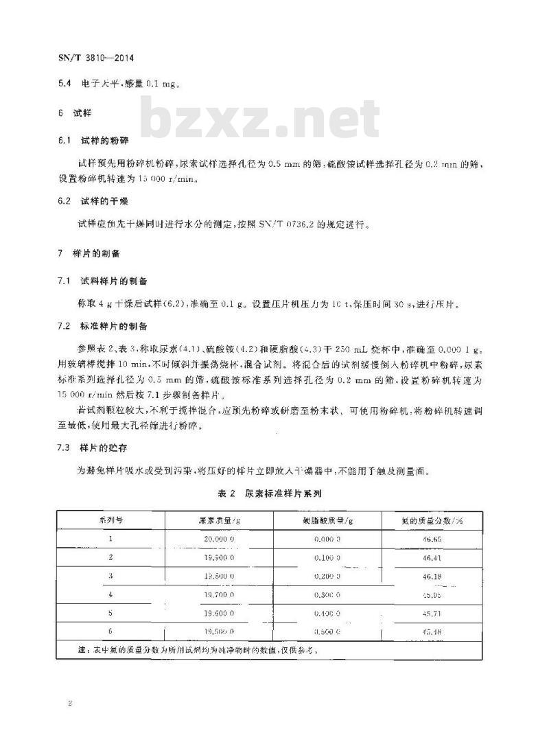 SN/T 3810-2014 尿素和硫酸铵中氮含量测定X射线荧光光谱法