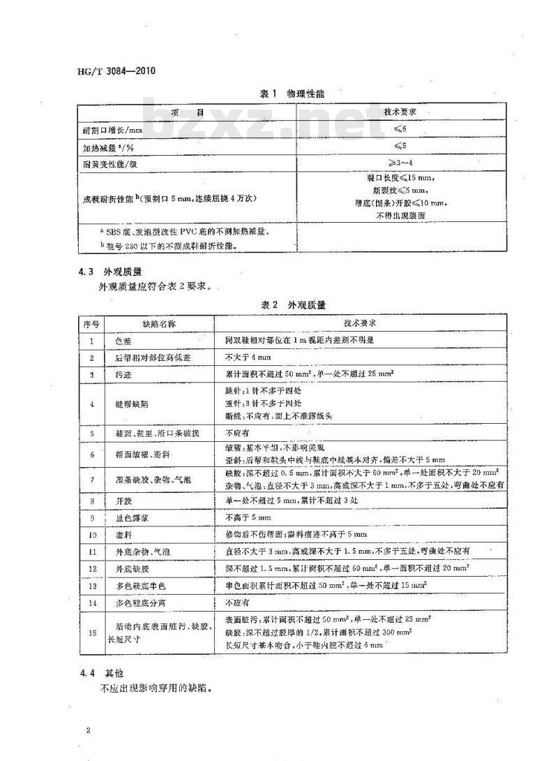 HG/T 3084-2010 代替 HG/T 3084-1999 注塑鞋