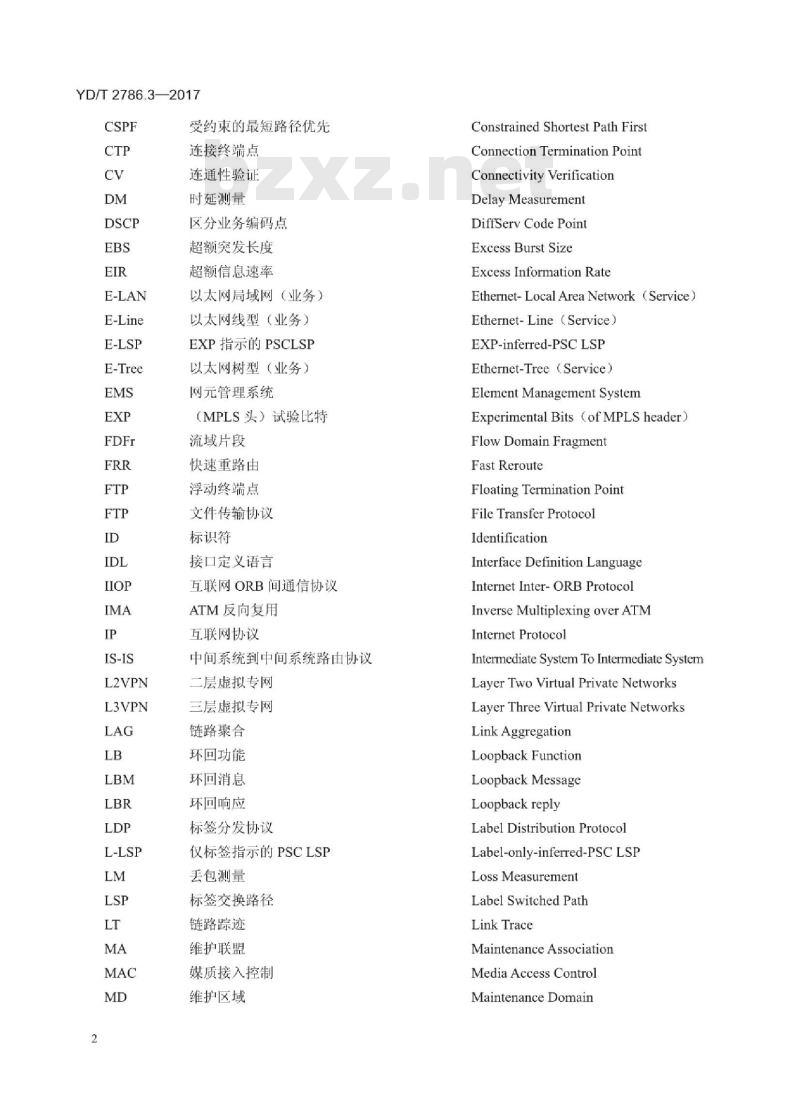YD/T 2786.3-2017 支持多业务承载的 IP/MPLS 网络管理技术要求 第3部分:EMS-NMS接口功能