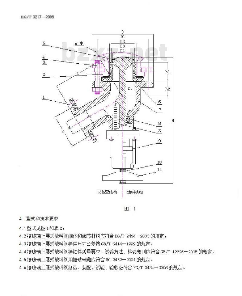 HG/T 3217-2009 代替 HG/T 3217-1999 搪玻璃上展式放料阀