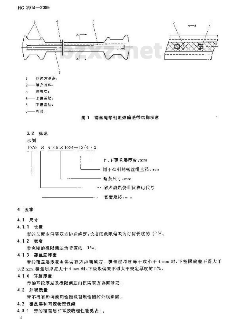 HG 2014-2005 代替 HG 2014-1991 钢丝绳牵引阻燃输送带
