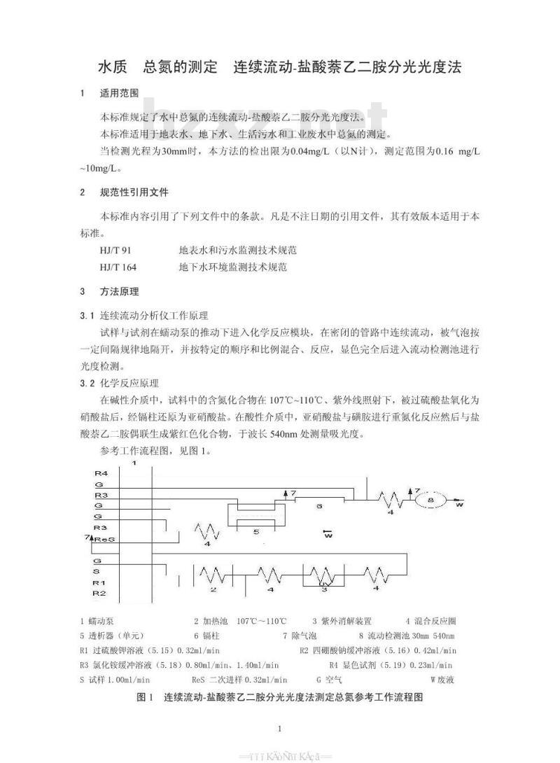 HJ 667-2013 水质 总氮的测定 连续流动-盐酸萘乙二胺分光光度法