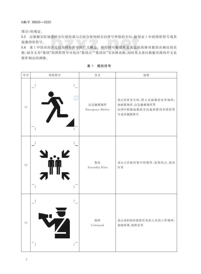GB/T 38605-2020 应急导向系统 疏散掩蔽用图形符号
