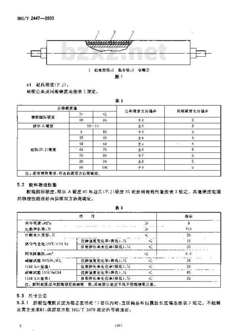 HG/T 2447-2003 代替 HG/T 2447-1993 胶辊 第4部分:印染胶辊