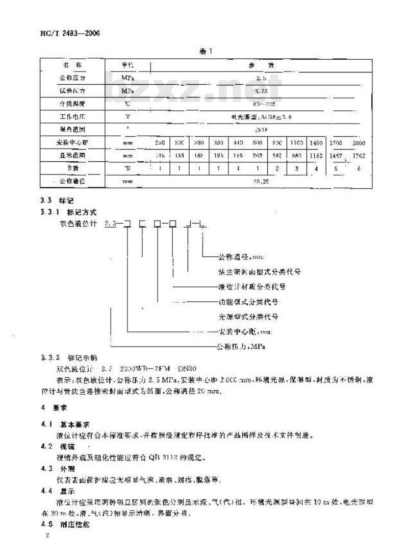 HG/T 2483-2006 代替 HG/T 2483-1993 棱镜透反射式双色液位计技术条件