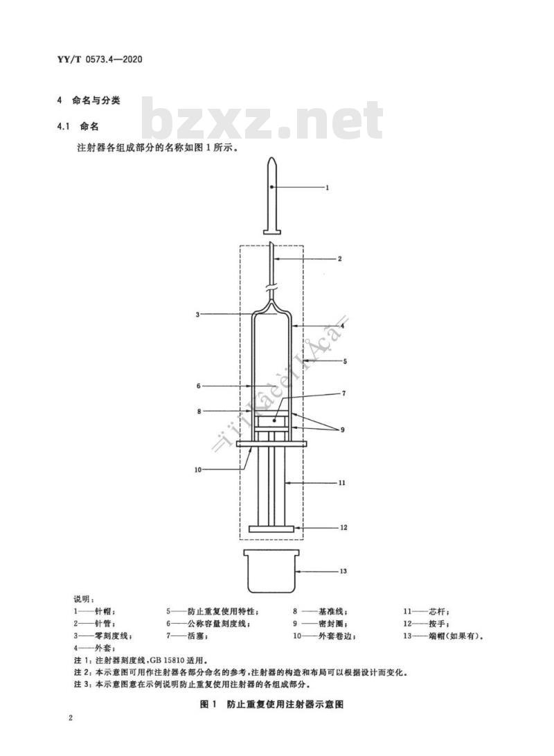 YY/T 0573.4-2020 一次性使用无菌注射器 第4部分:防止重复使用注射器