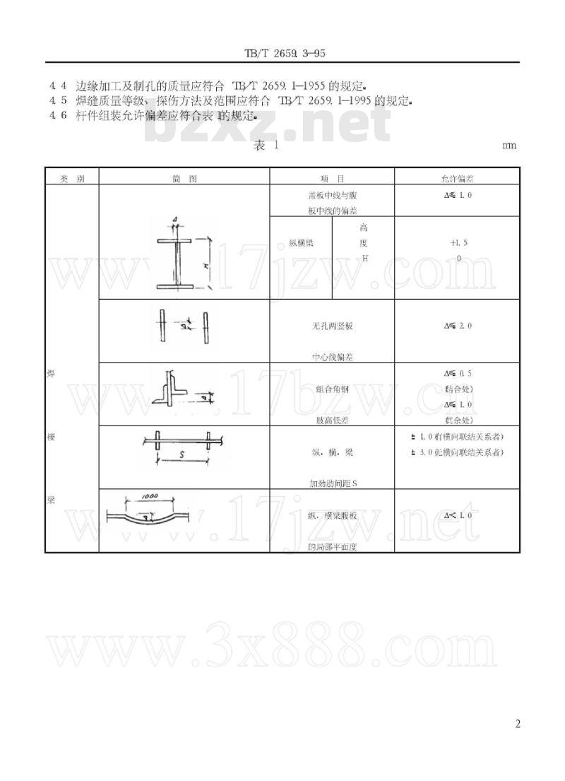 TB/T 2659.3-95 钢桥制造板梁、箱梁技术条件