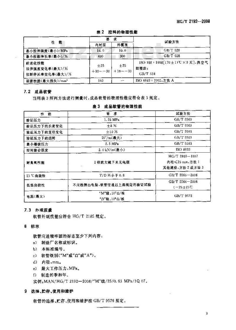 HG/T 2192-2008 喷砂用橡胶软管一规范