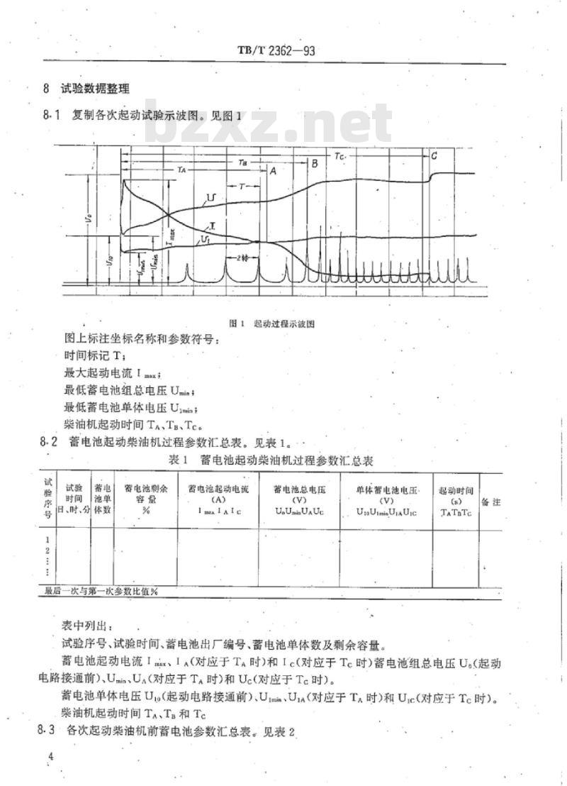 TB/T 2362-93 内燃机车用蓄电池起动柴油机能力试验方法