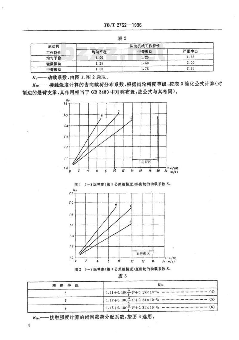 TB/T 2732-1996 内燃及电力机车牵弓|齿轮接触与弯曲承载能力计算方法