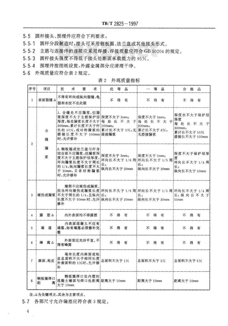 TB/T 2825-1997 电气化铁道变电所钢筋混凝土圆杆