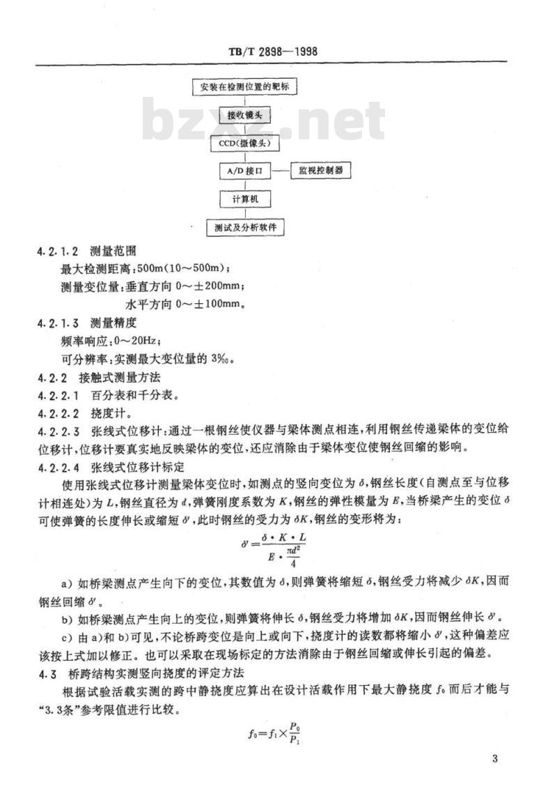 TB/T 2898-1998 铁路桥梁竖向挠度的评定与测量方法
