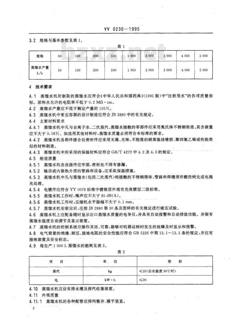 YY 0230-1995 热压式蒸馏水机