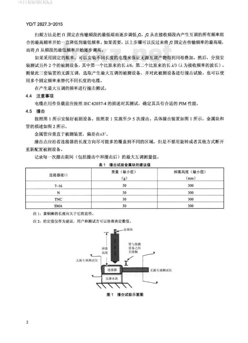 YD/T 2827.3-2015 无线通信射频和微波器件无源互调电平测量方法 第3部分:同轴连接器
